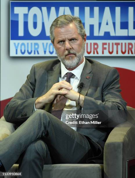 Liberty University President Jerry Falwell Jr. Participates in a town hall meeting on the opioid crisis as part of first lady Melania the first...