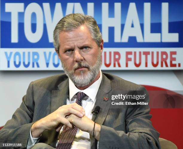 Liberty University President Jerry Falwell Jr. Participates in a town hall meeting on the opioid crisis as part of first lady Melania the first...