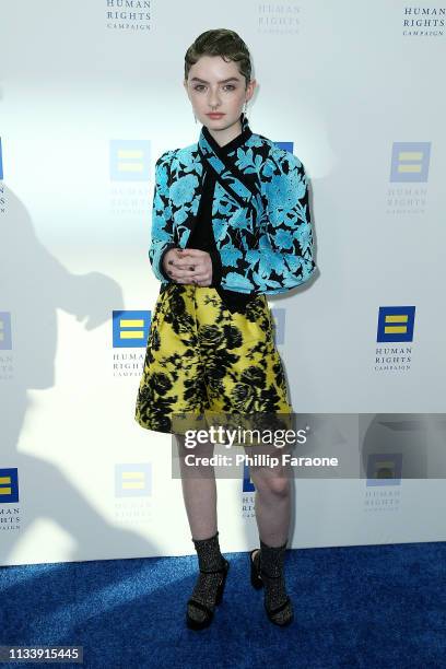 Lachlan Watson attends The Human Rights Campaign 2019 Los Angeles Dinner at JW Marriott Los Angeles at L.A. LIVE on March 30, 2019 in Los Angeles,...