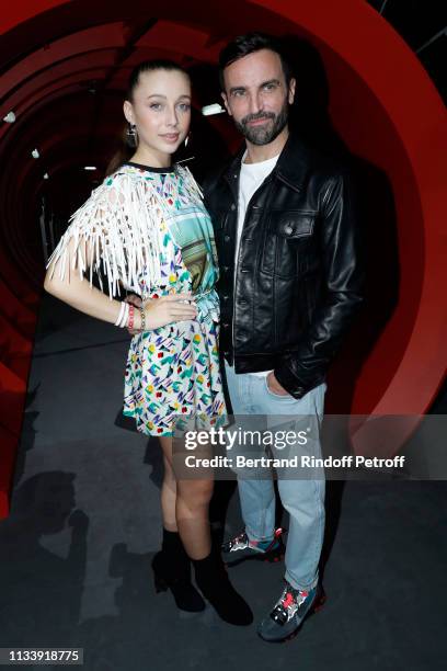 Emma Chamberlain and Stylist Nicolas Ghesquiere pose after the Louis Vuitton show as part of the Paris Fashion Week Womenswear Fall/Winter 2019/2020...