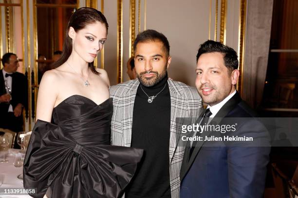 Coco Rocha, Hakbar Hamid and James Conran attend the Nigora Tabayer Fine Jewelry Launch Party during Paris Fashion Week Womenswear Fall/Winter...