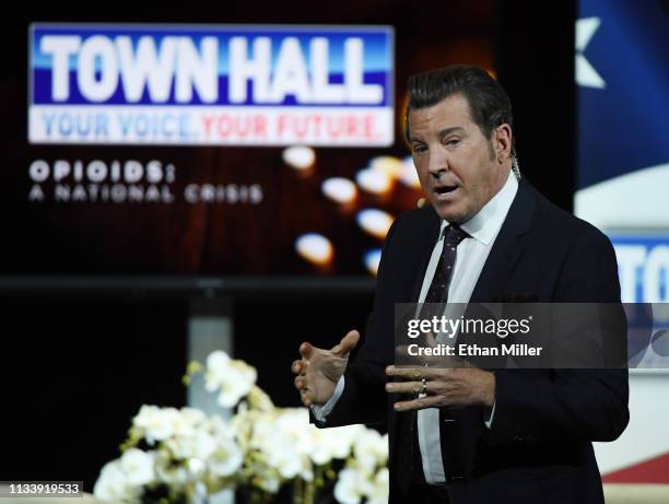 Television personality Eric Bolling speaks during a town hall meeting on the opioid crisis as part of first lady Melania Trump's "Be Best" initiative...