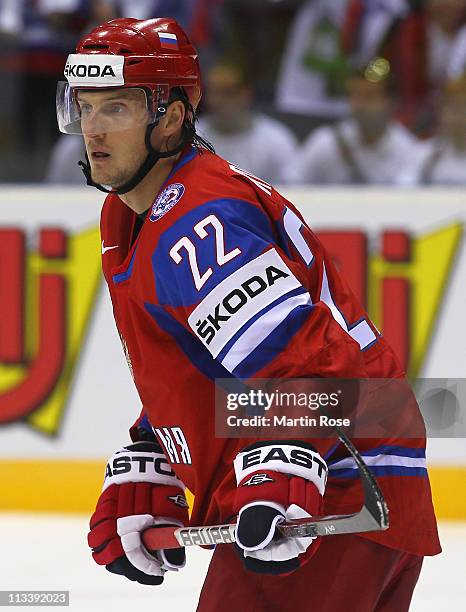 Konstantin Korneyev of Russia skates during the IIHF World Championship group A match between Russia and Slovenia at Orange Arena on May 1, 2011 in...