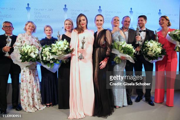 Award winners Thomas Kochs , Hans-Peter Veit , Maren Speckmann-Munz and Nicoline Woehrle , Kerstin Unger , beauty idol Miranda Kerr, Editor-in-chief...