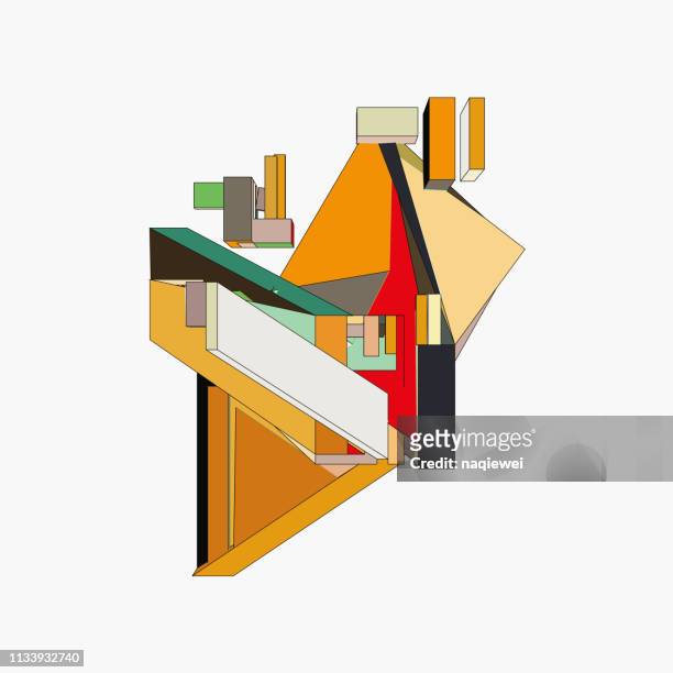 illustrations, cliparts, dessins animés et icônes de modèle d'architecture moderne de vecteur - rectangle 3d