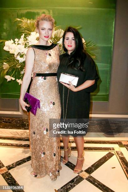 Model Franziska Knuppe and Minu Barati during the Ritz Carlton Berlin Re-Opening Party at Ritz Carlton on March 5, 2019 in Berlin, Germany.