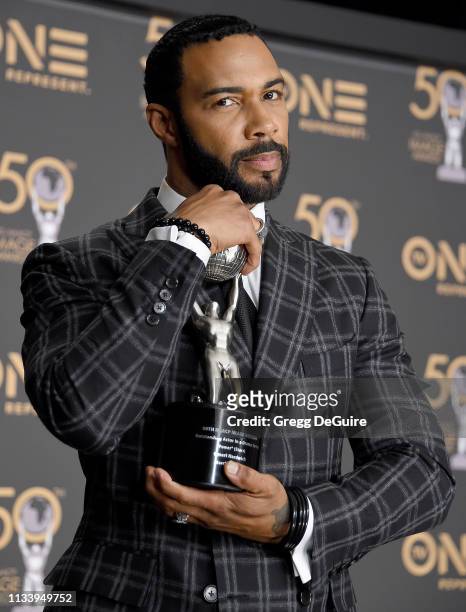 Omari Hardwick poses in the Press Room at the 50th NAACP Image Awards at Dolby Theatre on March 30, 2019 in Hollywood, California.