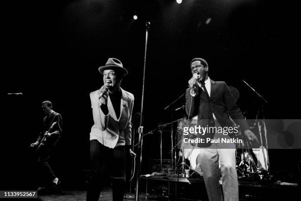 British 2 Tone ska band The Selecter performs on stage at the Park West in Chicago, Illinois, May 11, 1980. Singers Pauline Black and Arthur 'Gaps'...