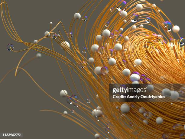 abstract lines and spheres - particle stock-fotos und bilder