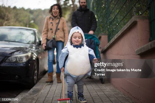 toddler dressed as a shark with grandma and dad - naughty halloween stock pictures, royalty-free photos & images