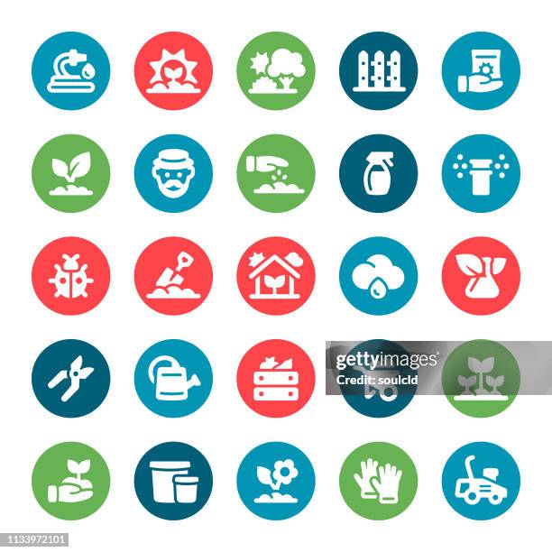 gardening icons - raining park stock illustrations