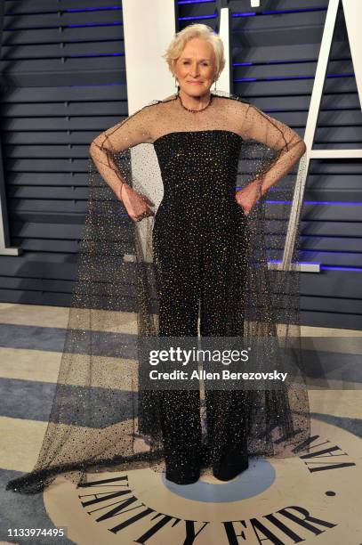 Glenn Close attends the 2019 Vanity Fair Oscar Party hosted by Radhika Jones at Wallis Annenberg Center for the Performing Arts on February 24, 2019...