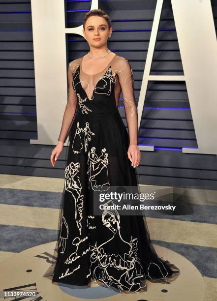 Joey King attends the 2019 Vanity Fair Oscar Party hosted by Radhika Jones at Wallis Annenberg Center for the Performing Arts on February 24, 2019 in...