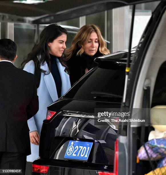 Carlos Ghosn's wife Carole Ghosn and one of the daughters are seen at the Tokyo Detention House on March 06, 2019 in Tokyo, Japan. Held for more than...