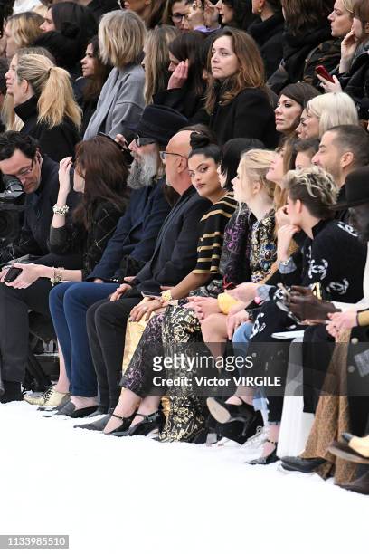 Jean-Baptiste Mondino, Naomi Diaz, Nana Komatsu, Ellie Bamber and Kristen Stewart during the Chanel Ready to Wear fashion show as part of the Paris...