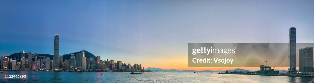 Sunset set and The Victoria Harbour Hong Kong I