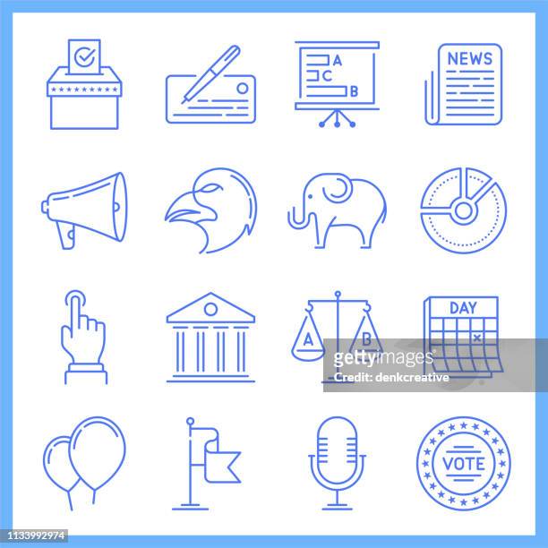 domestic politics blueprint style vector icon set - imperialism stock illustrations