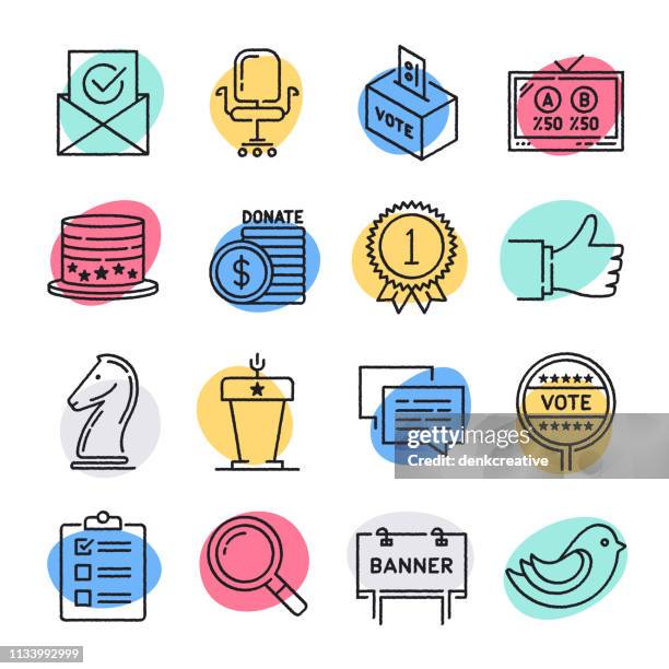 elections & representation doodle style vector icon set - referendum stock illustrations