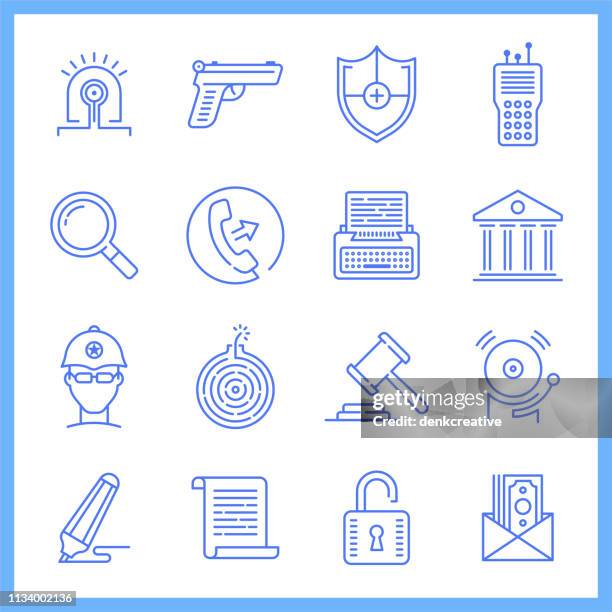 bail system & equal justice blueprint style vector icon set - corruption drawing stock illustrations