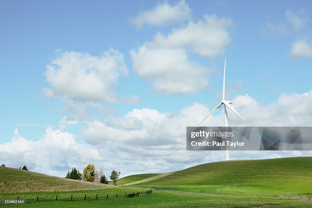 Green Hills and Wind Turbine