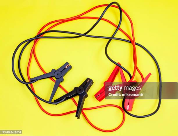 car battery bypass. electrical jumper cable - jumper cable stock pictures, royalty-free photos & images