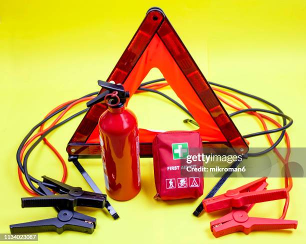 car emergency kit - accident and breakdown kit - first aid kit bildbanksfoton och bilder