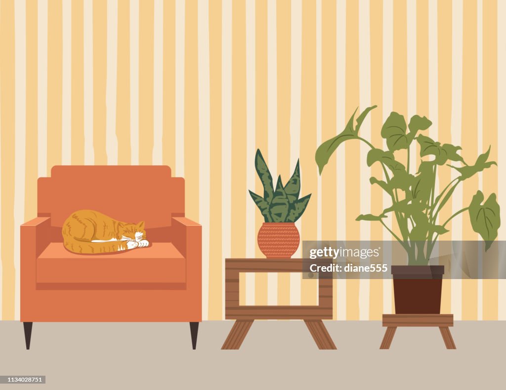Living Room With Furniture And Accessories