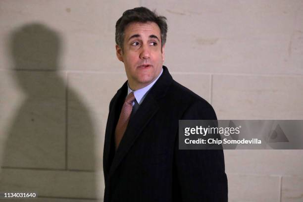 Michael Cohen, former attorney and fixer for President Donald Trump, arrives at the secure offices of the House Intelligence Committee in the...
