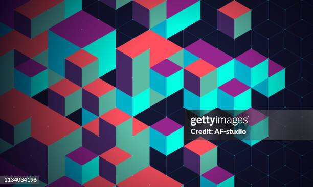 abstract blockchain network background - square shape stock illustrations