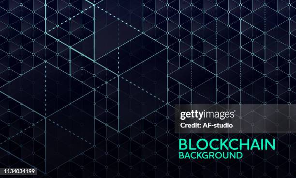 illustrations, cliparts, dessins animés et icônes de fond de réseau de blockchain abstrait - crypto monnaie