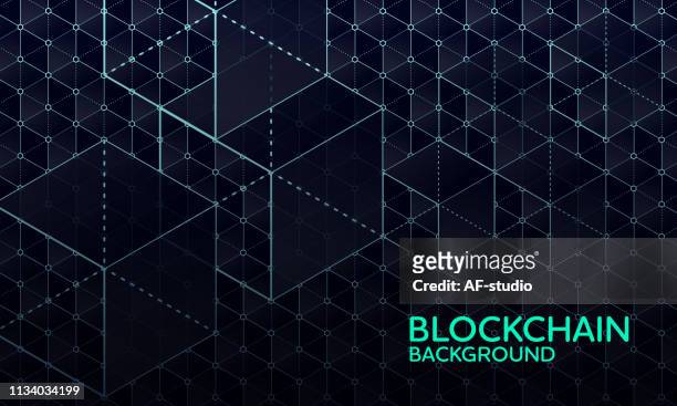 abstract blockchain network background - blockchain crypto stock illustrations