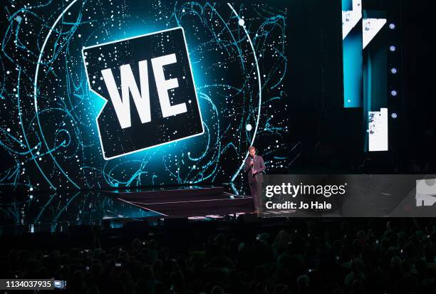 Prince Harry speaks on stage at We Day Uk at SSE Arena, Wembley on March 06, 2019 in London, England.