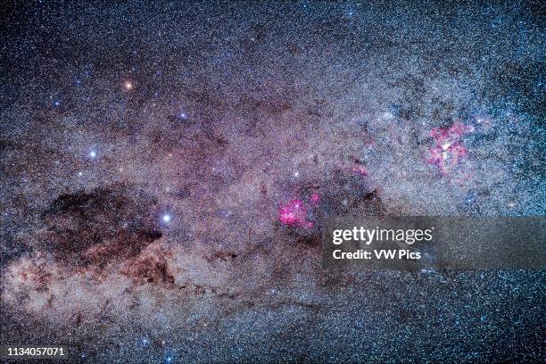 The amazing area of the southern Milky Way in Carina and Crux, the brightest part of the Milky Way after the galactic core region At right is the...