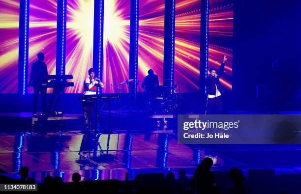 Jack & Jack perform on stage at We Day Uk at SSE Arena, Wembley Arena on March 06, 2019 in London, England.