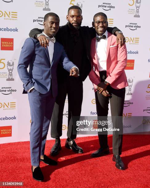 Kwesi Boakye, Kofi Siriboe and Kwame Boateng arrive at the 50th NAACP Image Awards at Dolby Theatre on March 30, 2019 in Hollywood, California.