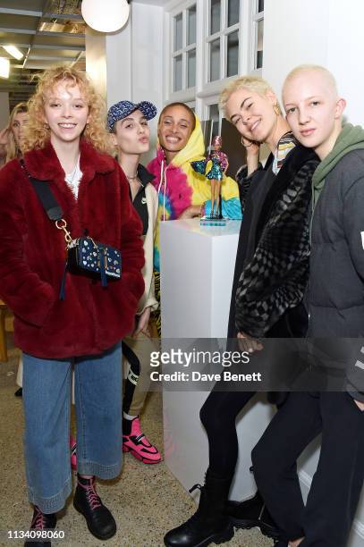Lily Nova, Maxim Magnus, Adwoa Aboah, Anna Rubin and Finn Buchanan attend the Gurls Talk x Barbie event, hosted by Adwoa Aboah, celebrating their...