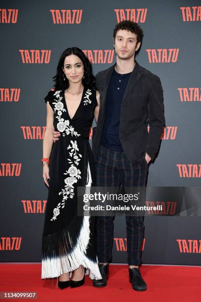 Cristina Pelliccia and Josafat Vagni attend "TATATU" Cocktail Party on March 06, 2019 in Rome, Italy.