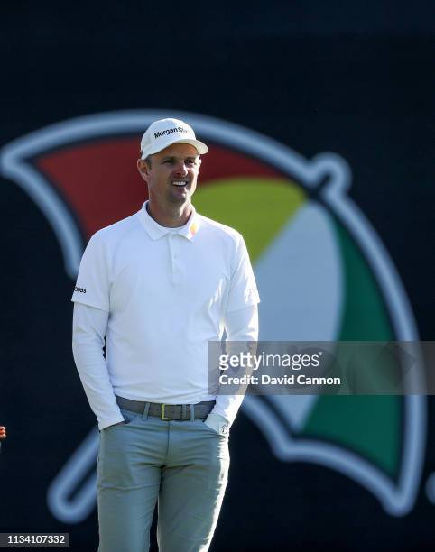Justin Rose of England waits to play during the pro-am as a preview for the 2019 Arnold Palmer Invitational presented by Mastercard at the Bay Hill...