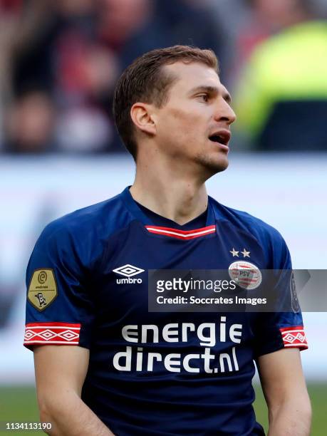 Daniel Schwaab of PSV during the Dutch Eredivisie match between Ajax v PSV at the Johan Cruijff Arena on March 31, 2019 in Amsterdam Netherlands