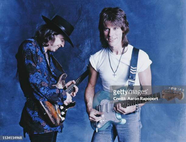Rock and roll legends Stevie Ray Vaughn and Jeff Beck , poses for a portrait in Los Angeles, California.