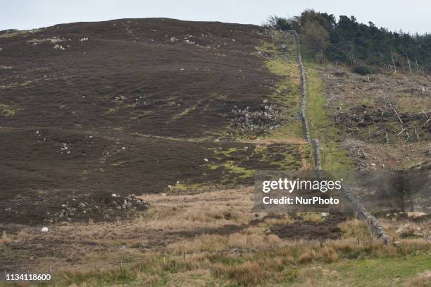 General view of a fence at the border between Jonesborough and Omeath with the border between the Republic of Ireland and the United Kingdom. On...