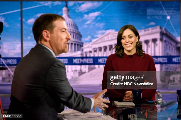 Pictured: Moderator Chuck Todd and Hallie Jackson, NBC News Chief White House Correspondent, appear on "Meet the Press" in Washington, D.C., Sunday,...