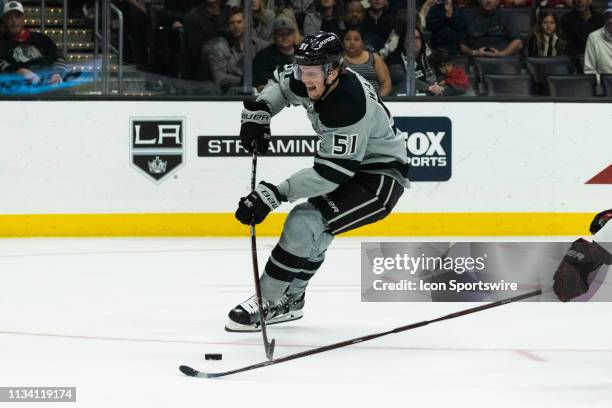 Los Angeles Kings left wing Austin Wagner shoots and scores during the NHL regular season hockey game against the Chicago Blackhawks on Saturday,...