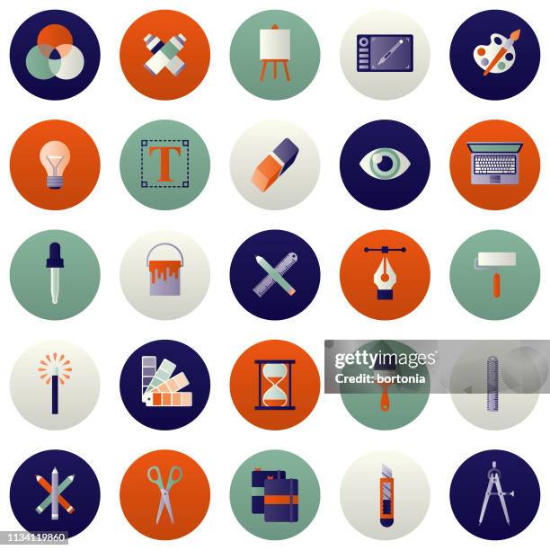 graphic design icon set - computer printing stock illustrations