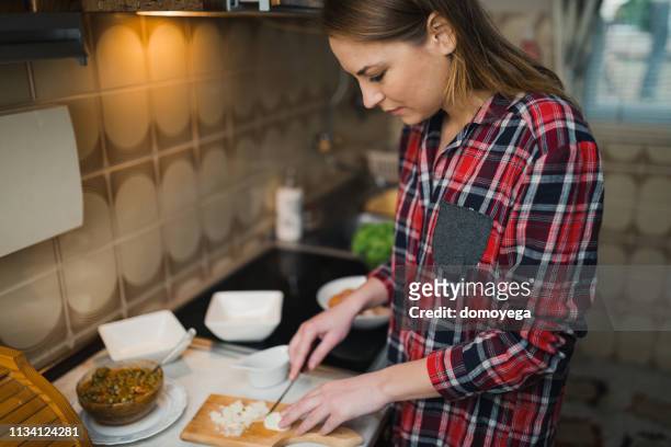 preparing healthy meal at home - chopping stock pictures, royalty-free photos & images