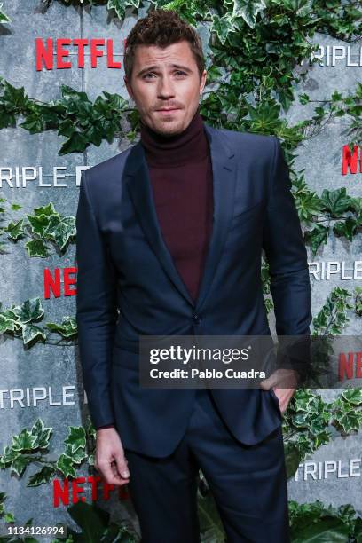 Actor Garrett Hedlund attends the Triple Frontier premiere at Callao Cinema on March 06, 2019 in Madrid, Spain.