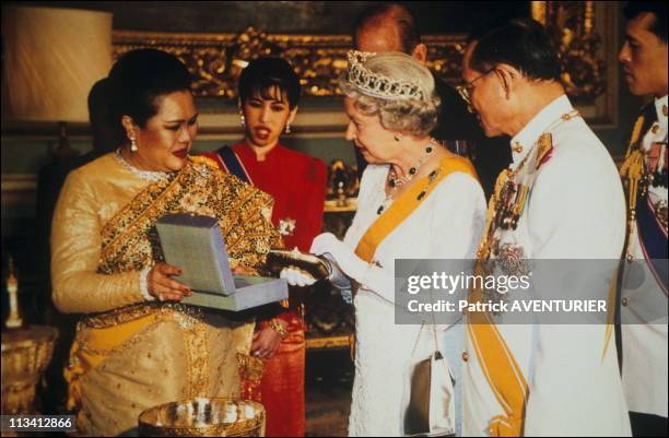 Elizabeth II In Thailand On October 28th,1996 - With King And Queen Sirikit Bhumibol