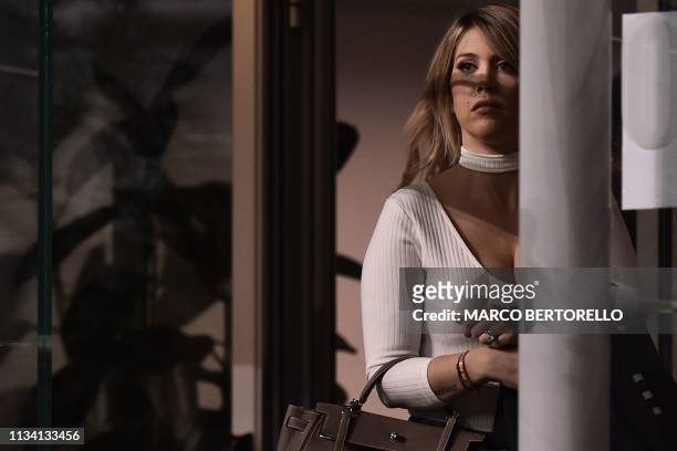 Inter Milan's Argentine forward Mauro Icardi's wife, Argentine television personality, and football agent, Wanda Nara attends the Italian Serie A...