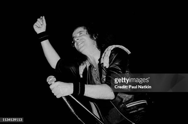 German Rock vocalist Klaus Meine, of the group Scorpions, performs onstage at the Rosemont Horizon, Rosemont, Illinois, May 20, 1984.