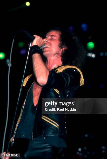 German Rock vocalist Klaus Meine, of the group Scorpions, performs onstage at the Rosemont Horizon, Rosemont, Illinois, May 20, 1984.